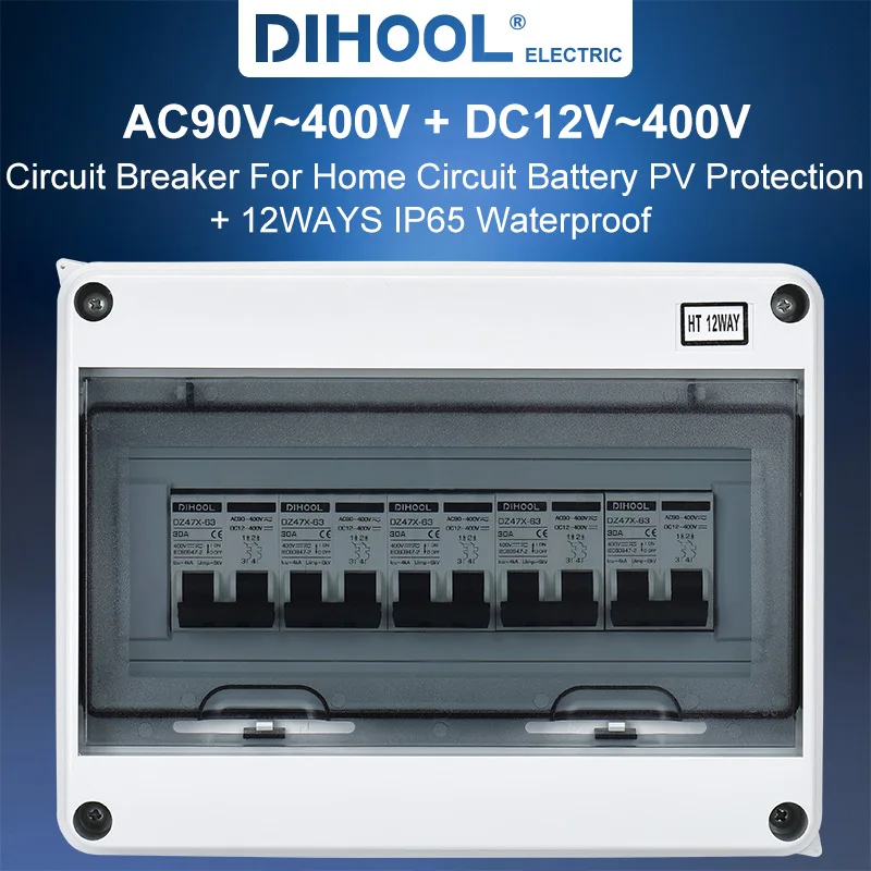 Combinação Impermeável Dc12400v Ac90-400v do Disjuntor da C.a. Mais dc da Caixa de Junção Ip65 para o Sistema Fotovoltaico e Doméstico da Bateria