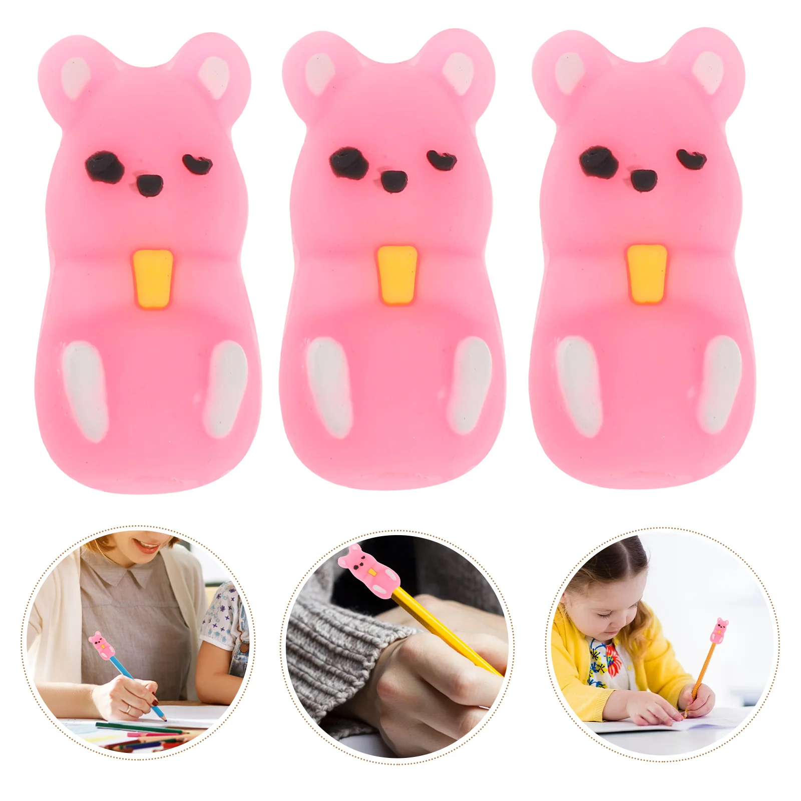 Silicone Caps Cute Cartoon Multifunctional Pencil Extenders Holders Hamster Design Pink For Students School Office Gel Pen