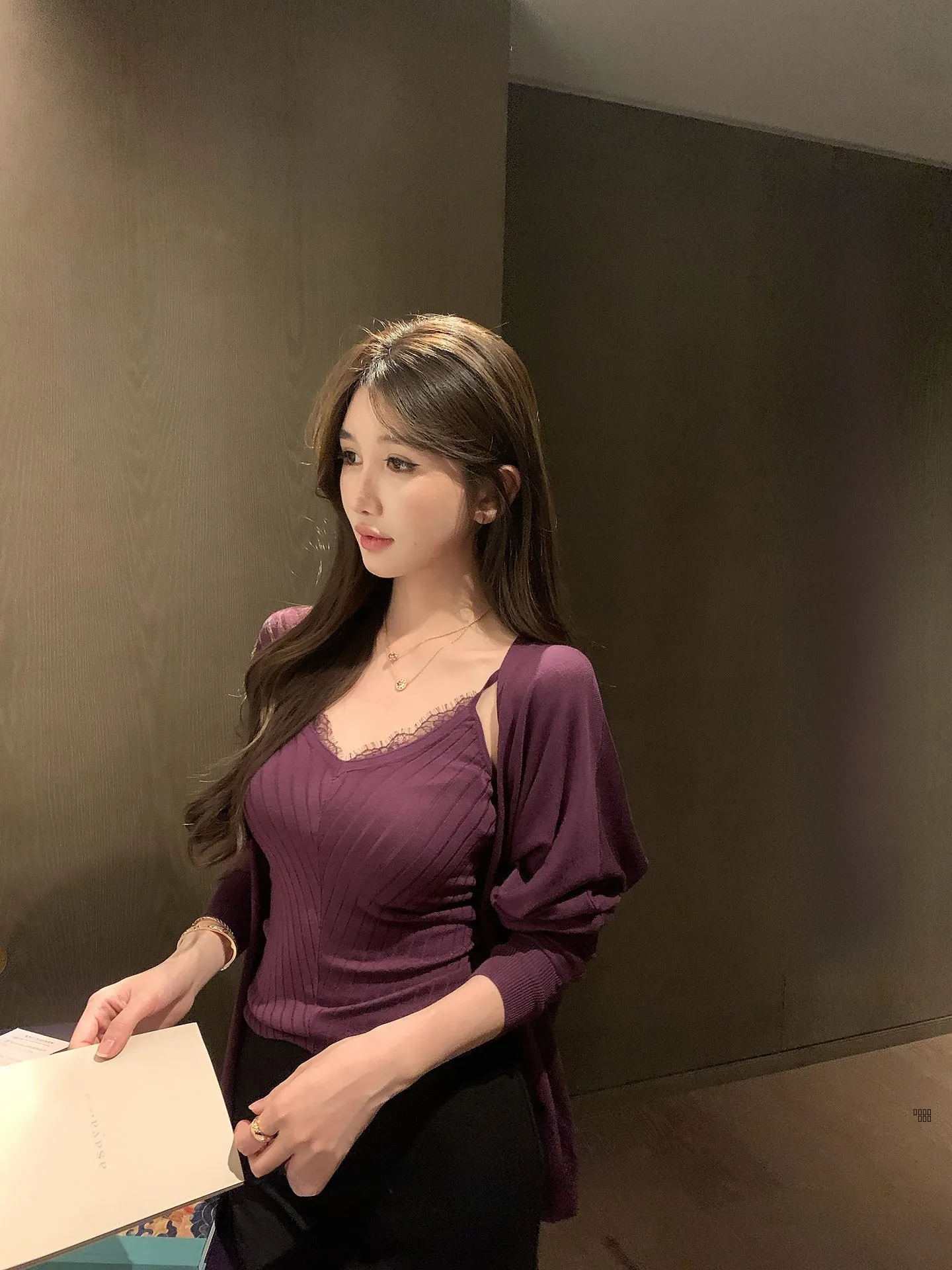 

00% Lyocell Long Sve Open Cardigan Women's Spring Lace Trim Bal Tank Top Set Casual Comfortable Loose Fit