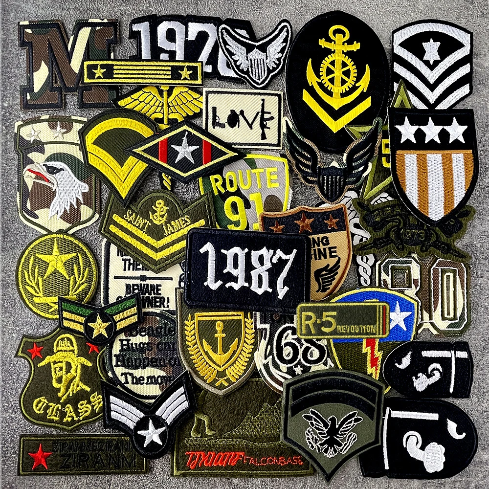 Camouflage Green Patches Embroidered Patch for Cloth Garment Embroidery Clothes Appliques Clothing Repair Hole Fabric Decoration