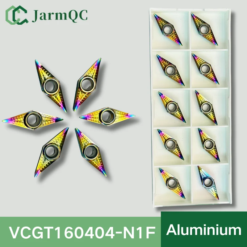 

JarmQC VCGT110308 VCGT160404 VCGT110304 VCGT160408 CNC Lathe Tool Carbide Blade 10pcs DLC Coated Carbide Insert for Aluminum