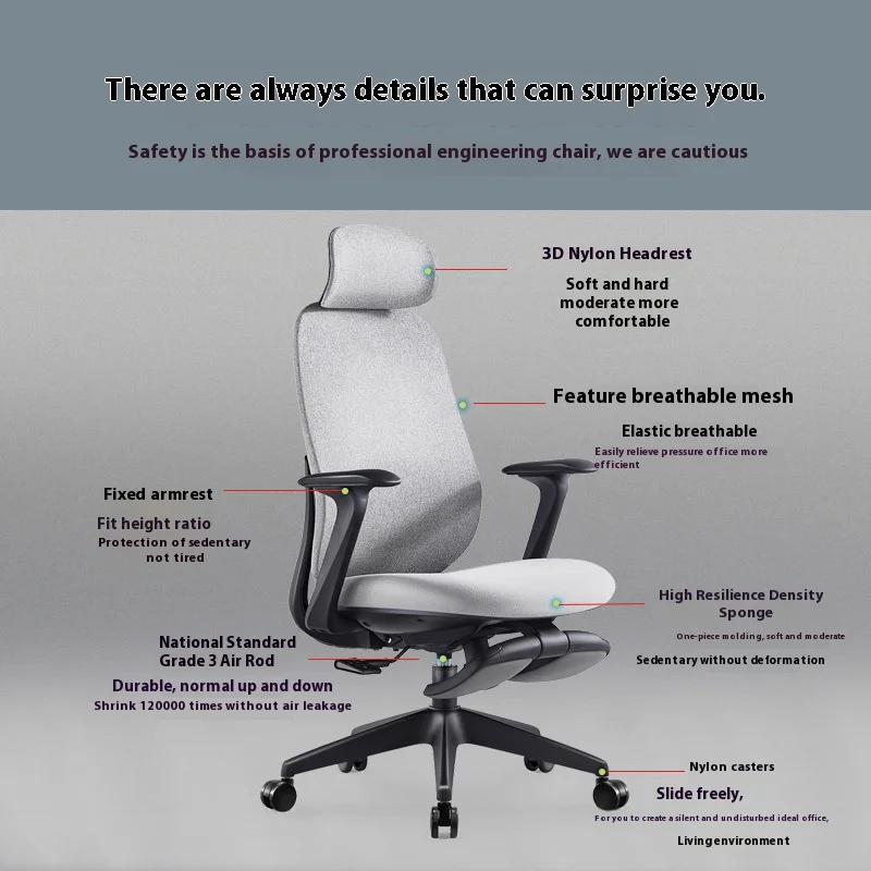 

Reclining 3D Ultra Chairs Ergonomic Breathable Mesh Liftable Chair 360° Rotation 3D Lifting Lumbar Support Chaise De Bureau