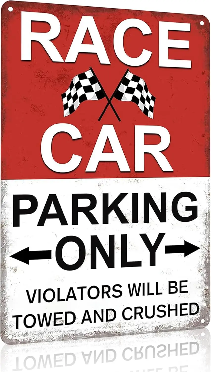 Boys Gifts Vintage Race Car Parking Only Tin Sign for Bedroom Man Cave Garage Themed Room Wall Decor  (3352)-aluminum s