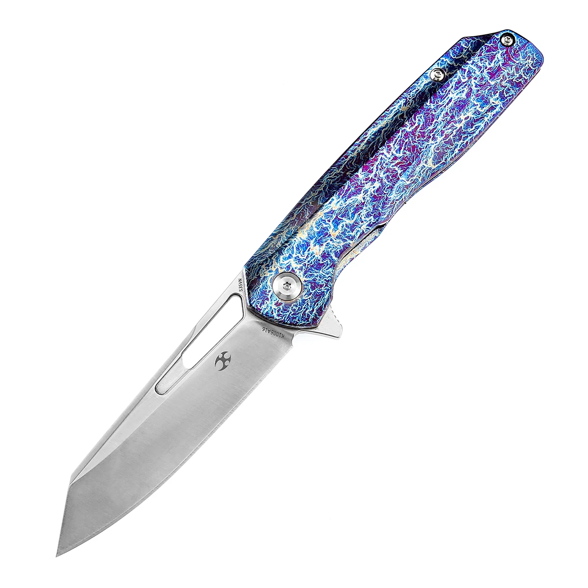 Kansept Folding Knife Shard K1006A16 3.48'' Satin CPM-S35VN+Lightning Strike Anodized Titanium Handle Pocket Knives for Camping