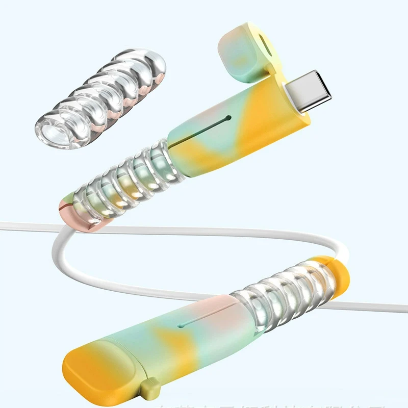 Silicone Charger Cable Protector Type-C to Type-C/iPhone/USB Charger Cord Protector Anti-break Cables Saver with Cable Winder