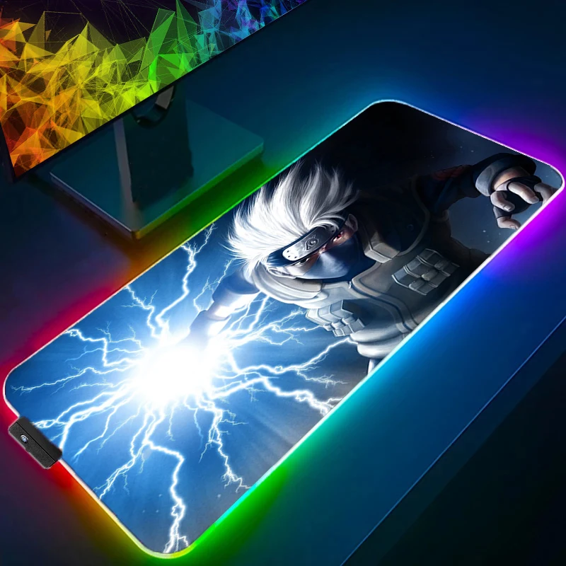 LED Light RGB Mouse Pad Gamer N-NARUTOS Gaming Accessories Varmilo Keyboard PC Computer Desk Mat Carpet Mousepad For csgo lol