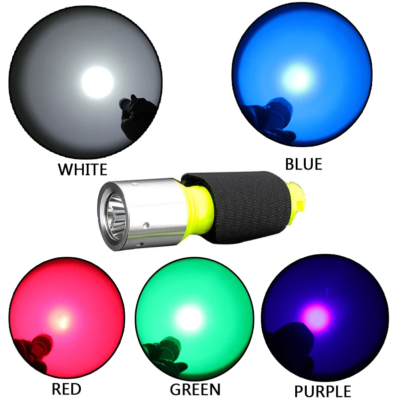 LED Flashlight  100000lm D503 XM-L2 U3 5 Colors Torch 2000LM Waterproof Underwater  Light Lamp For Diving Swimming