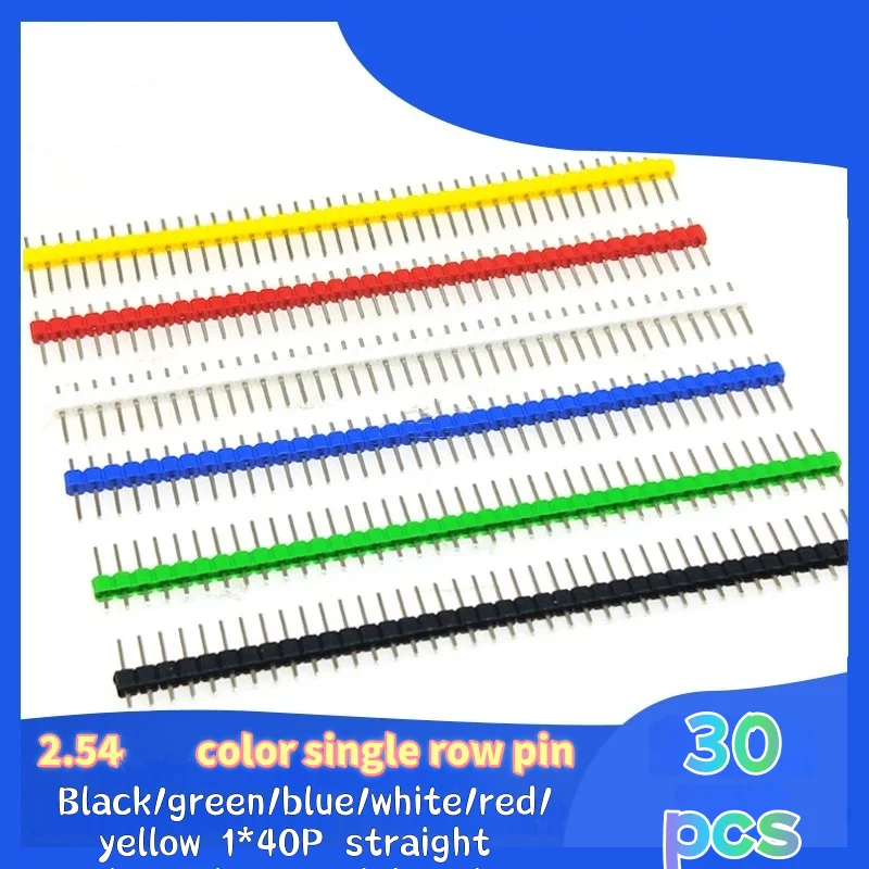 30PCS 40 Pin Breakable Pin Header 2.54mm Single Row Male Header Connector Kit PCB Pin Strip For Arduino