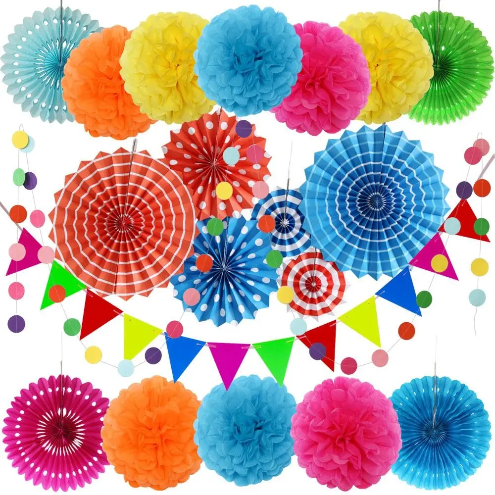 Ornements de scène de mariage de festival de Noël, fleur d'éventail en papier, décor de fête d'anniversaire de bébé, décorations de mariage, 6 pièces par ensemble