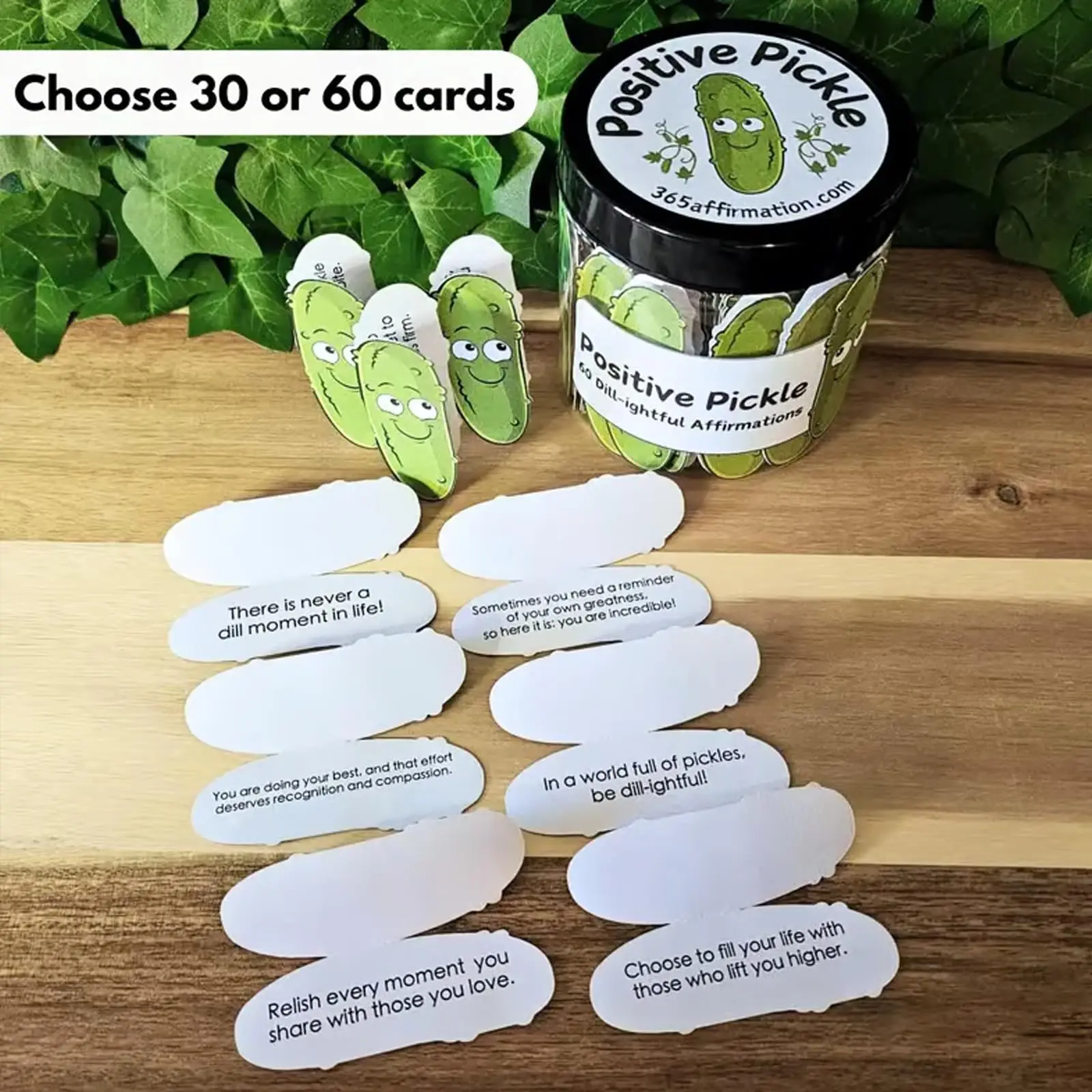 Cartes d'affirmation de soutien émotionnel de cornichon positif, 30/60 mini pot de carte d'affirmation positive décoratif, citations positives quotidiennes