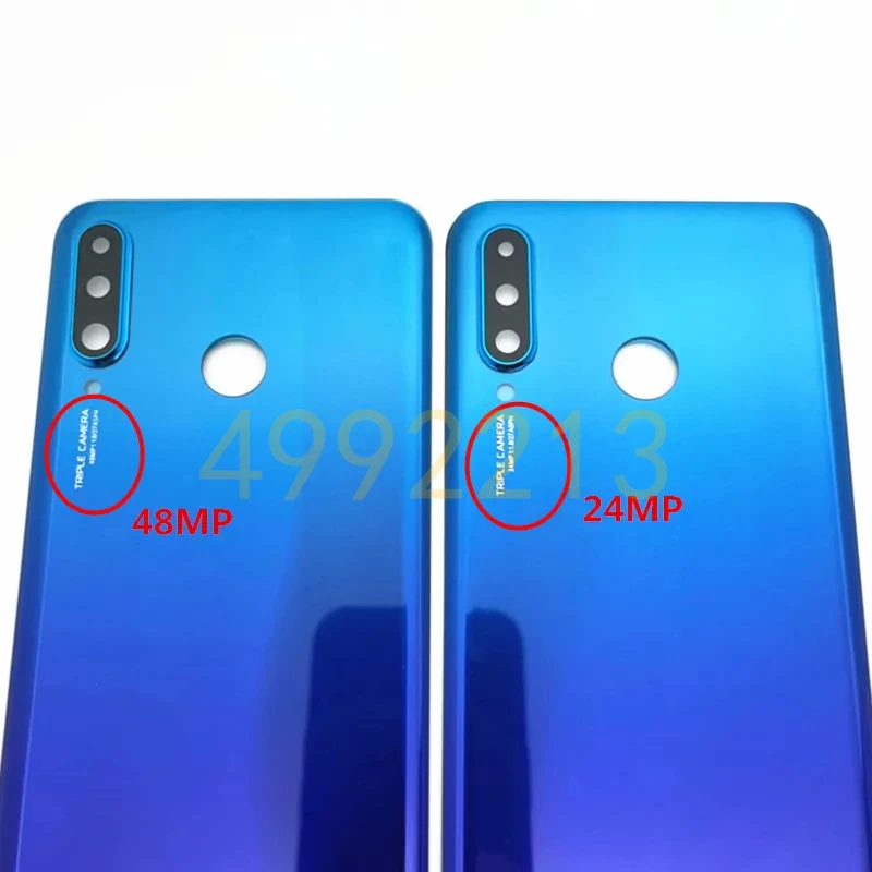 

New For Huawei P30 Lite Nova 4e P30Lite Rear Door 3D Panel Housing Case Adhesive +Camera Lens Replace Glass Battery Back Cover