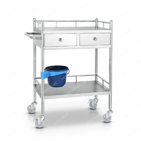 Medical stainless steel treatment cart Medical trolley Nursing surgery Mobile rack Instrument cart Medicine changing cart