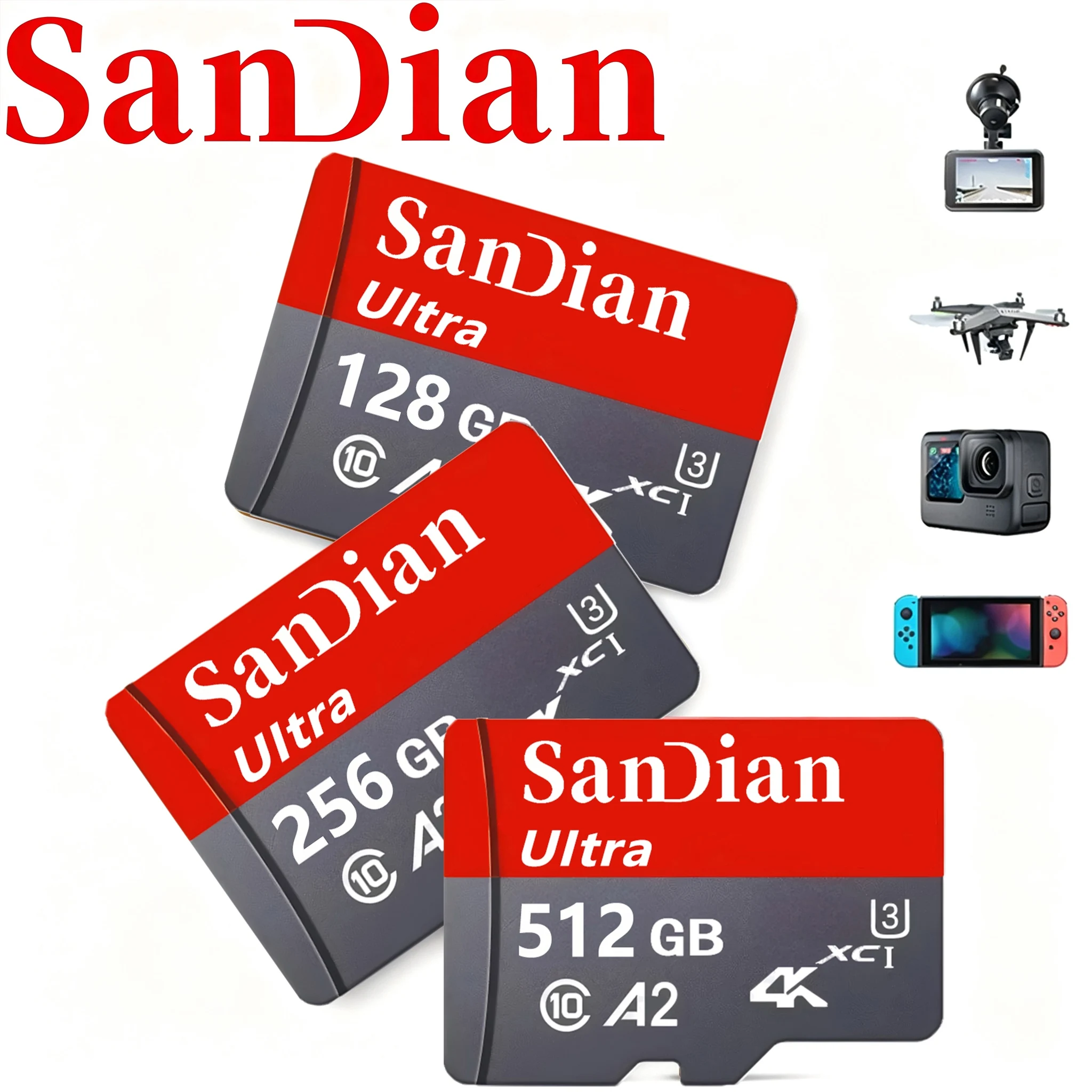 128GB 256GB 512GB Sleek Micro TF SD Card Memory Card SD Cards TF Cards for Smartphone/Speaker/Mobile/MP3 Player/Sport Camera