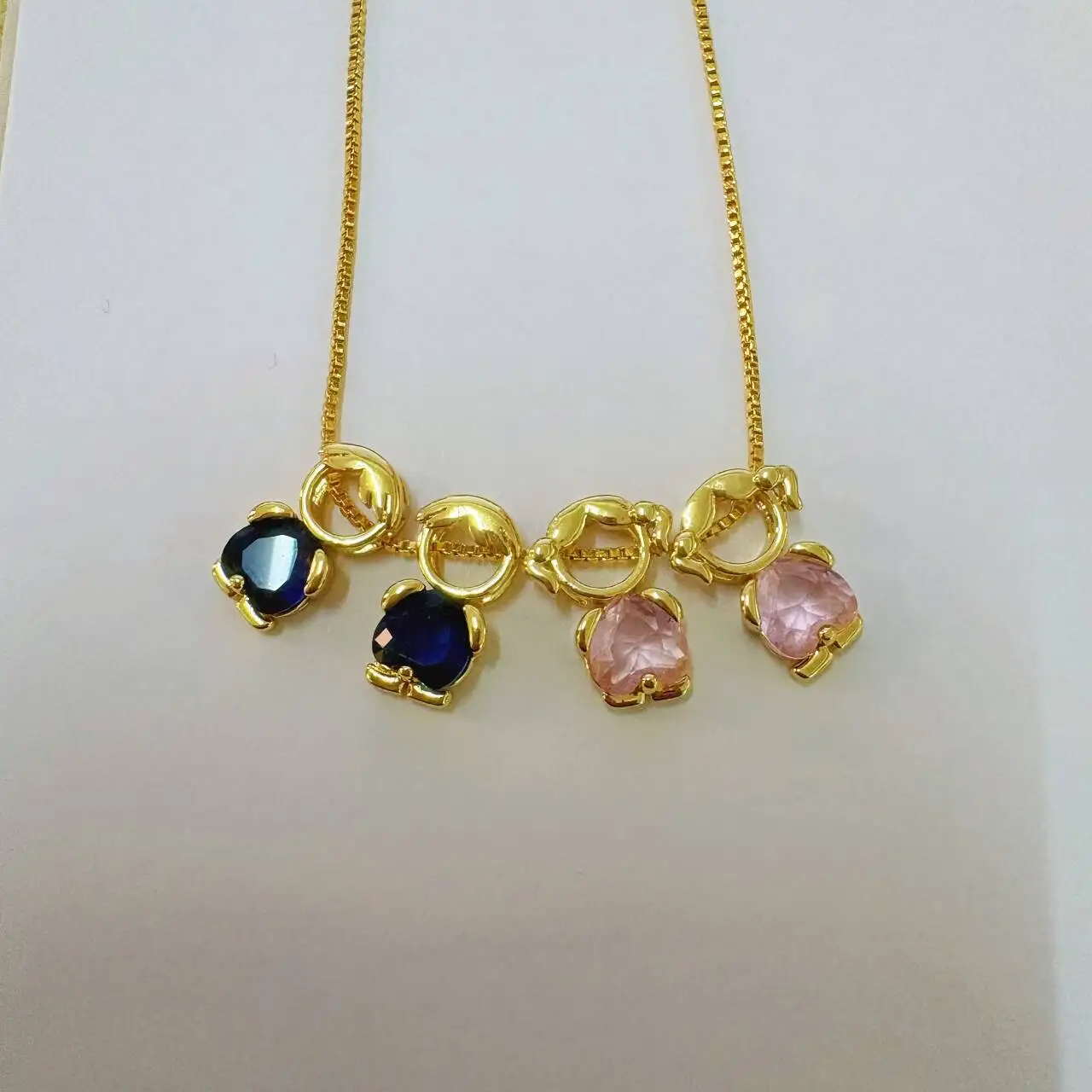 Nidin New Trendy Personalized Boy Girl Charm Heart Birthstone Family Pendant Necklace For Mom Mother's Day Jewelry Fine Gifts