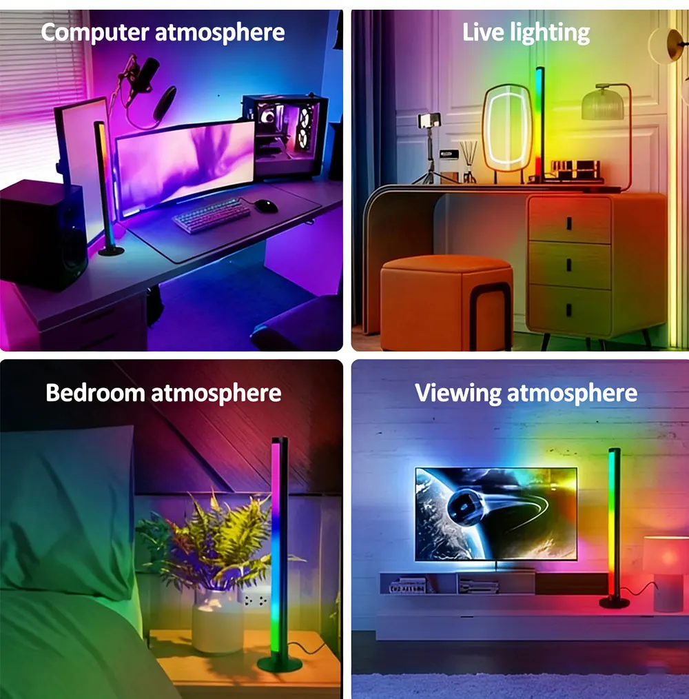 RGB LED Light Strip BT Remote Control Music Rhythm Sync Ambient Light Smart Dimmable Warm Light LED Strip for Gaming Room Bedroo