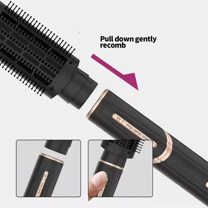 7 in 1 High Speed Power Replaceable Hot Air Hair Styler Dryer Ionic Hair Dryer Brush Curling Iron Straightener