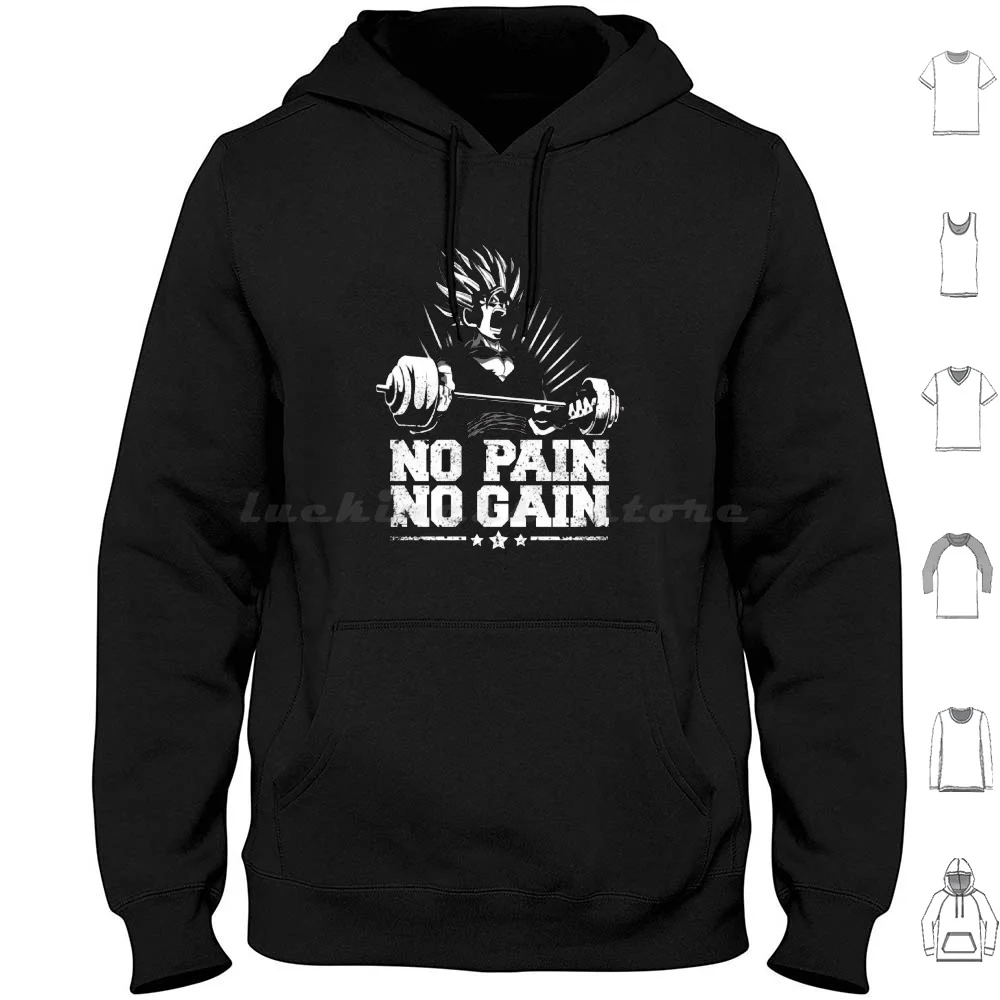 No Pain No Gain Hoodie cotton Long Sleeve No Pain No Gain Train Hard Motivation Db Gym Lover Gym Life Weight Training