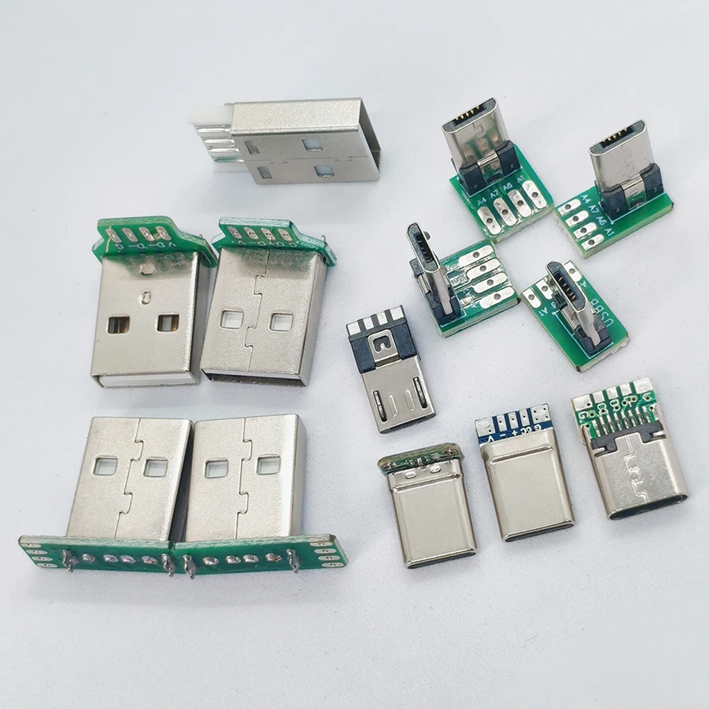 

5Pcs USB 2.0 Micro USB Type-C Adapter Up Down Left Right Straight Head DIY Custom L-shaped Elbow 90 Degree Interface Male Female
