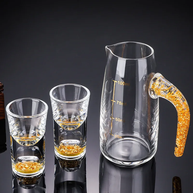 

Gold Foil Small Wine Glass Wine Dispenser Gift Box Set Crystal Reinforced Household Bar Bullet Cup Glass Foreign Wine Set Sober