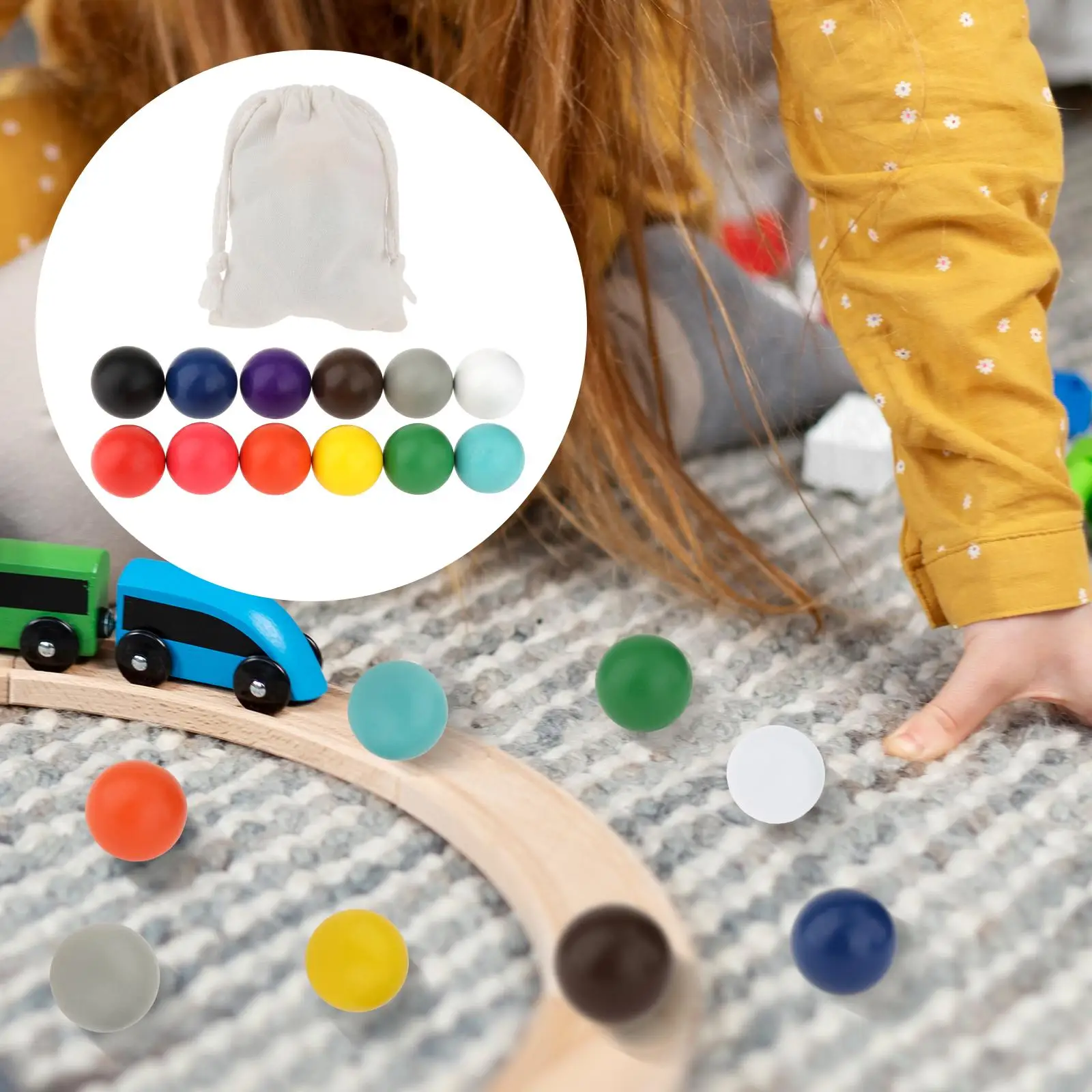 Bolas de madera Montessori para niños pequeños, bolas de arcoíris a juego, 12 unidades