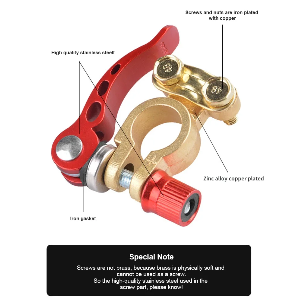 Universal 2Pcs 24V 12V Quick Release Battery Terminals Clamps Car Top Post for Caravan Boat Motorcycle Car Car Accessories