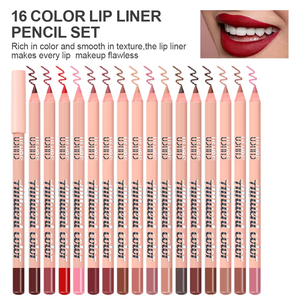 مجموعة تحديد الشفاه المكونة من 16 قطعة من USHAS، سهلة الاستخدام، مجموعة تحديد الشفاه الطويلة ثلاثية الأبعاد #5