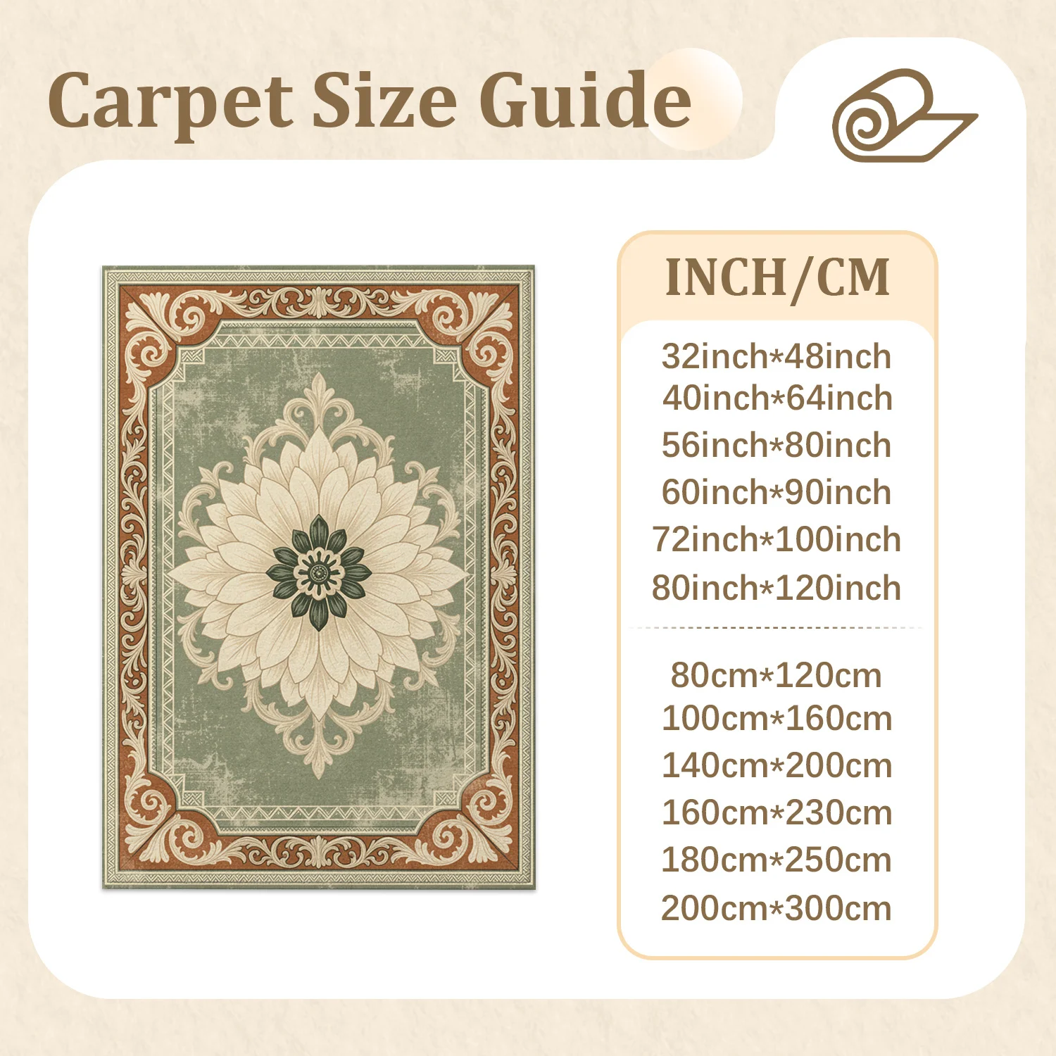 Distressed Vintage Ornate Floral Medallion Area Rug Soft Velvet Machine Washable, Ideal for Living Room, Dining Room, Bedroom Decoration, Perfect for Halloween, Thanksgiving, Christmas, New Year Home Floor Accent