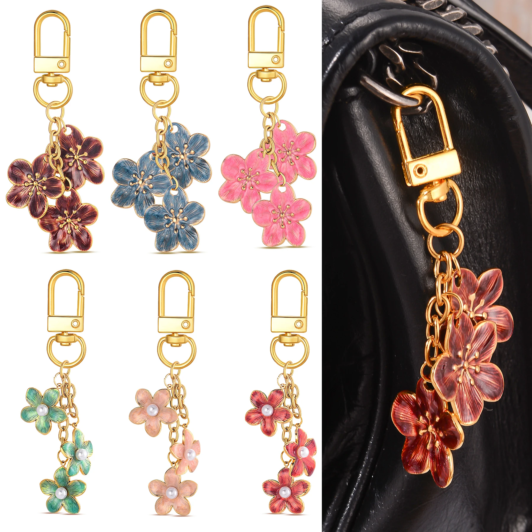 

10Pcs Wholesale Trendy Colorful Flowers Plant Charm Jewelry for Women Girls Handbag Decor DIY Handmade Jewelry Gifts