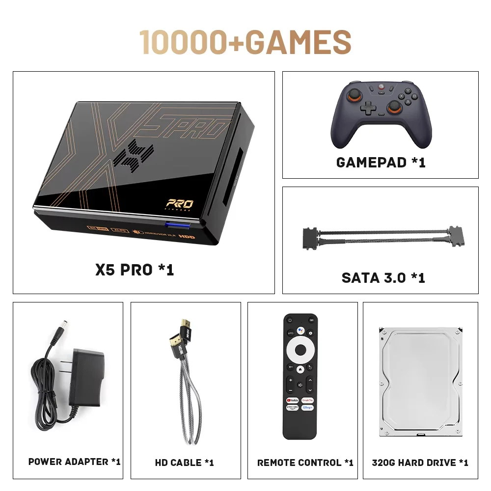 Kinhank Super Console X5 PRO Retro Videogame Consoles Plug and Play 320G/4T met 10000+ Spellen voor PS2/WII/SS/DC/N64/MAME