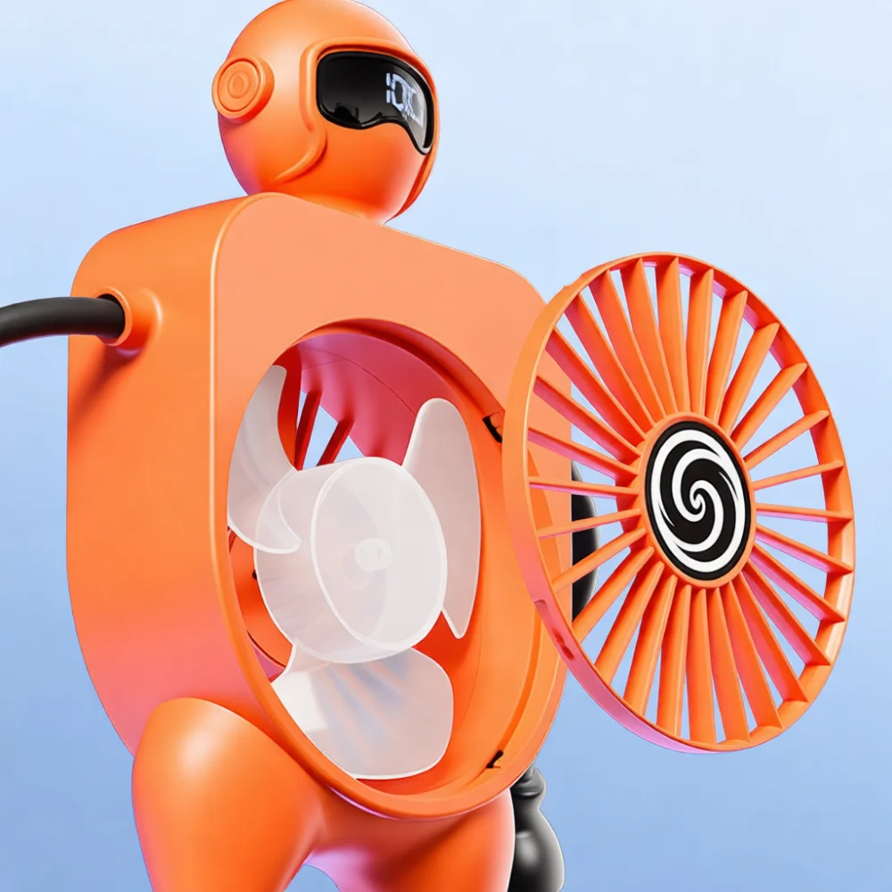 USB Powered Robot Fan Creative Portable Desk Cooler Stand Wall Mount Suction Cup Cooling Device For Dormitory Home Office Use