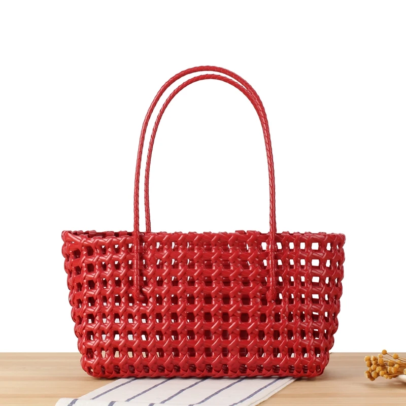 2026 New Arrival Hollow Design Basket Bag For Women Niche Beach Vacation Woven Shoulder Bags Casual Daily Versatile Tote