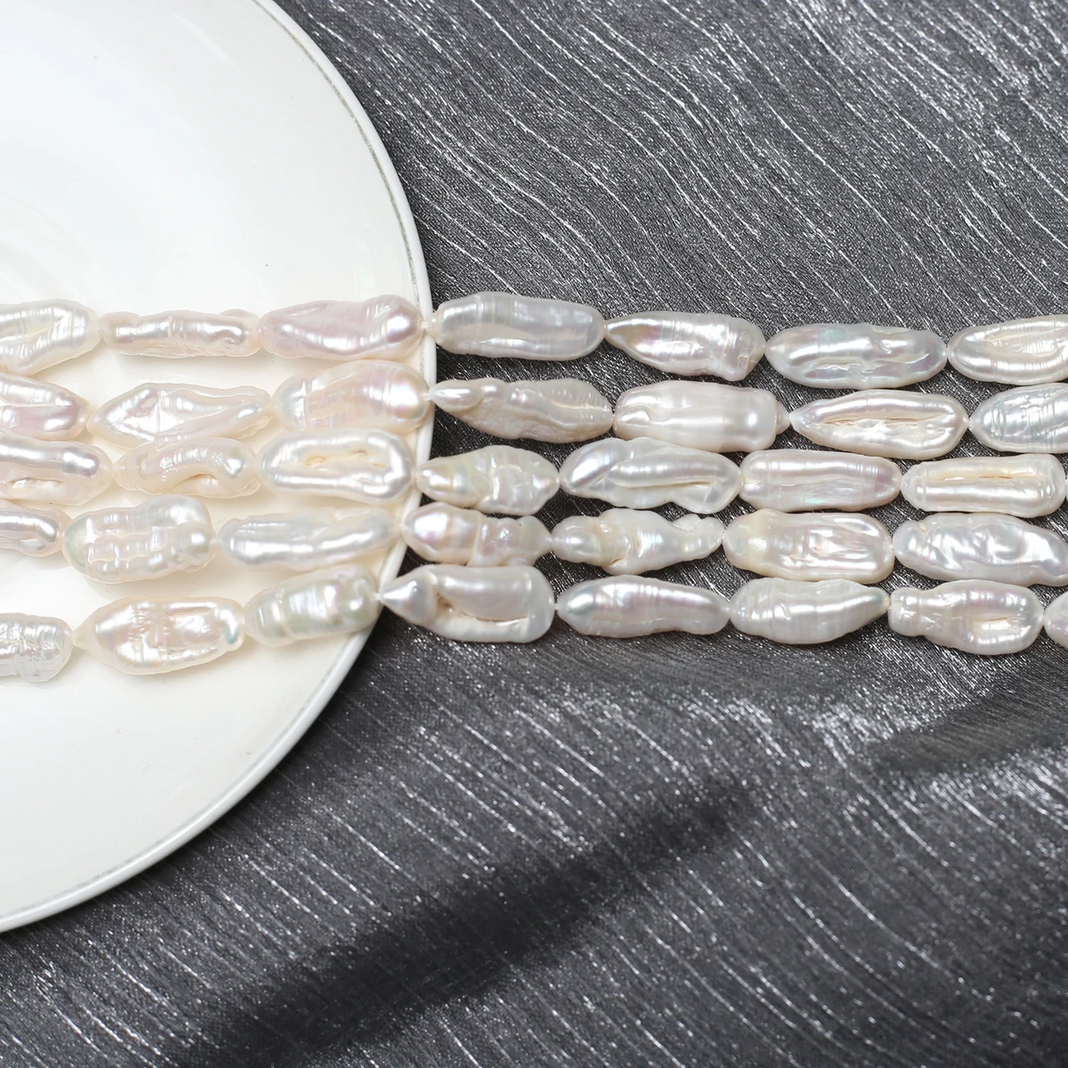 8x18mm Long Baroque Freshwater Pearl Strand White Elongated Irregular Loose Pearls Bead for DIY Necklace Bracelet Jewelry Making