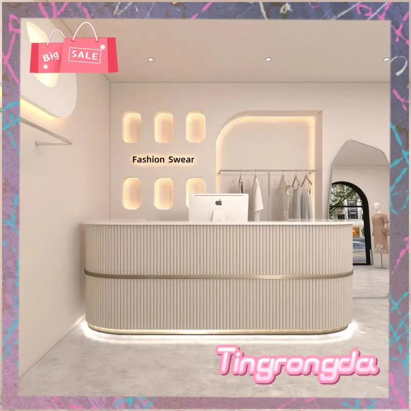 HHModern Front Desk Reception Counter Checkout U Shape Luxury Reception Desks Beauty Salon Clinic Mostrador Recepcion Furniture