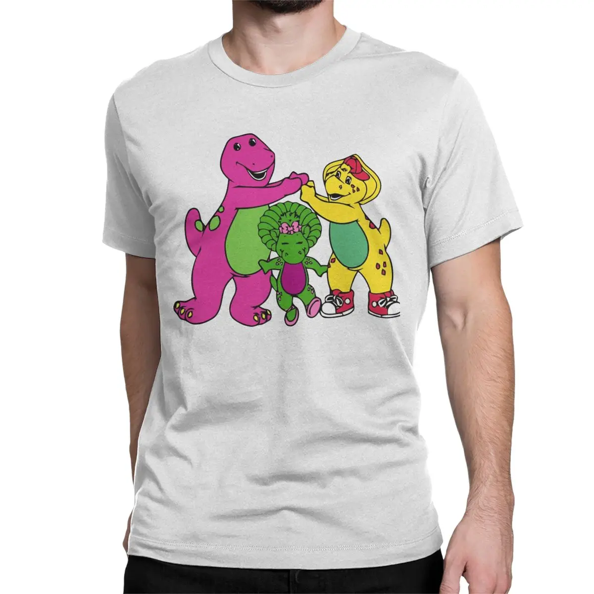 Barney Friends Cartoon T Shirt Men Women's 100% Cotton Funny T-Shirt Round Neck Tees Short Sleeve Clothes 4XL 5XL 6XL