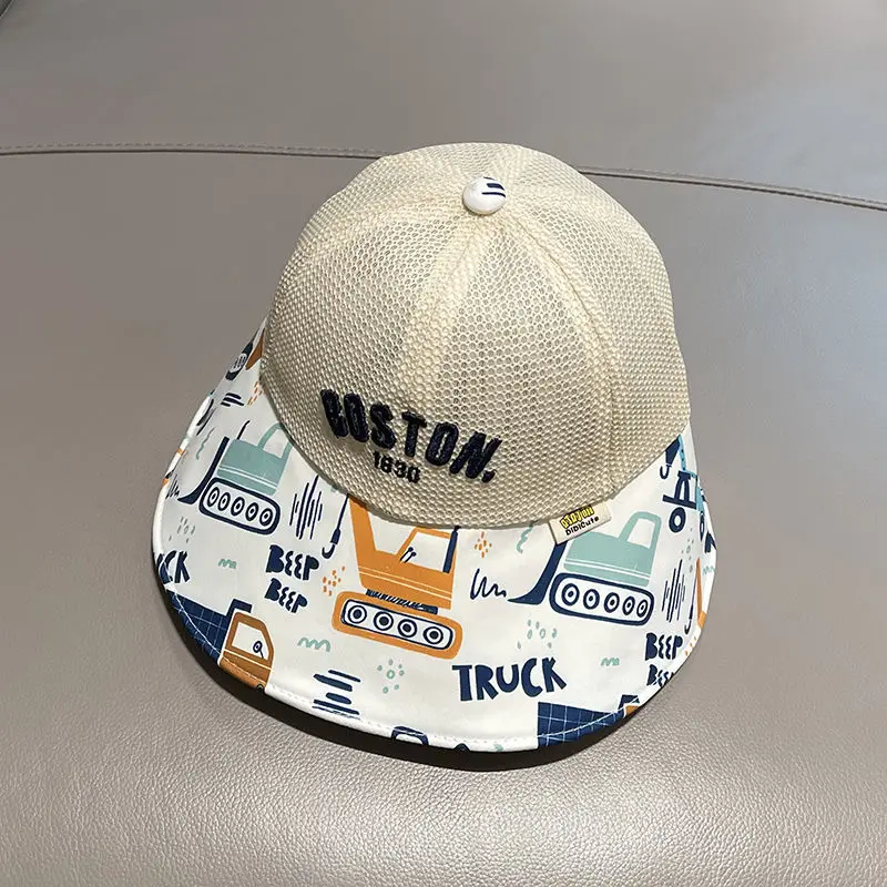 

Children's hats, summer large brimmed fisherman hats, baby casual versatile sun hats, breathable mesh hats for boys and girls, d