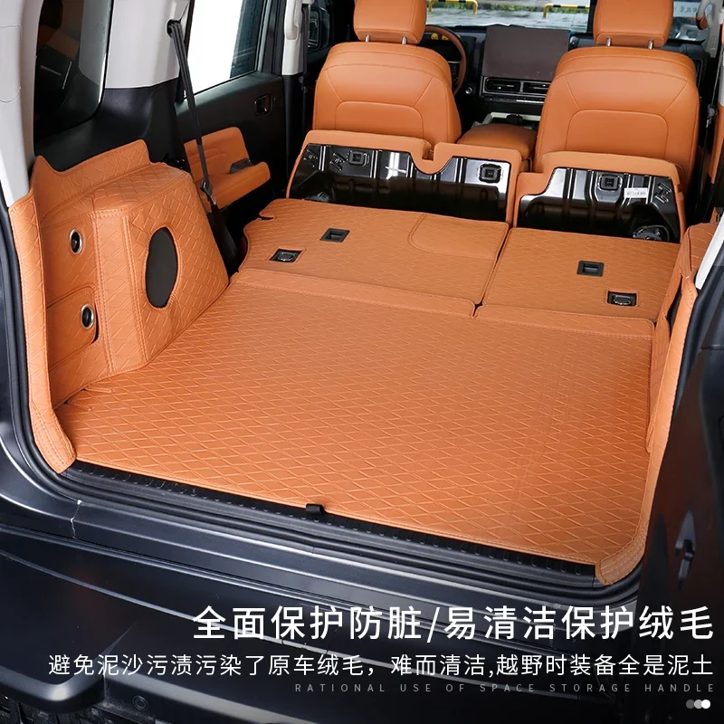 For Great Wall Haval H9 2024 2025 Rear Trunk Mats Leather Full Coverage Rear Seat Back Anti Kick Pad Trunk Side Protector