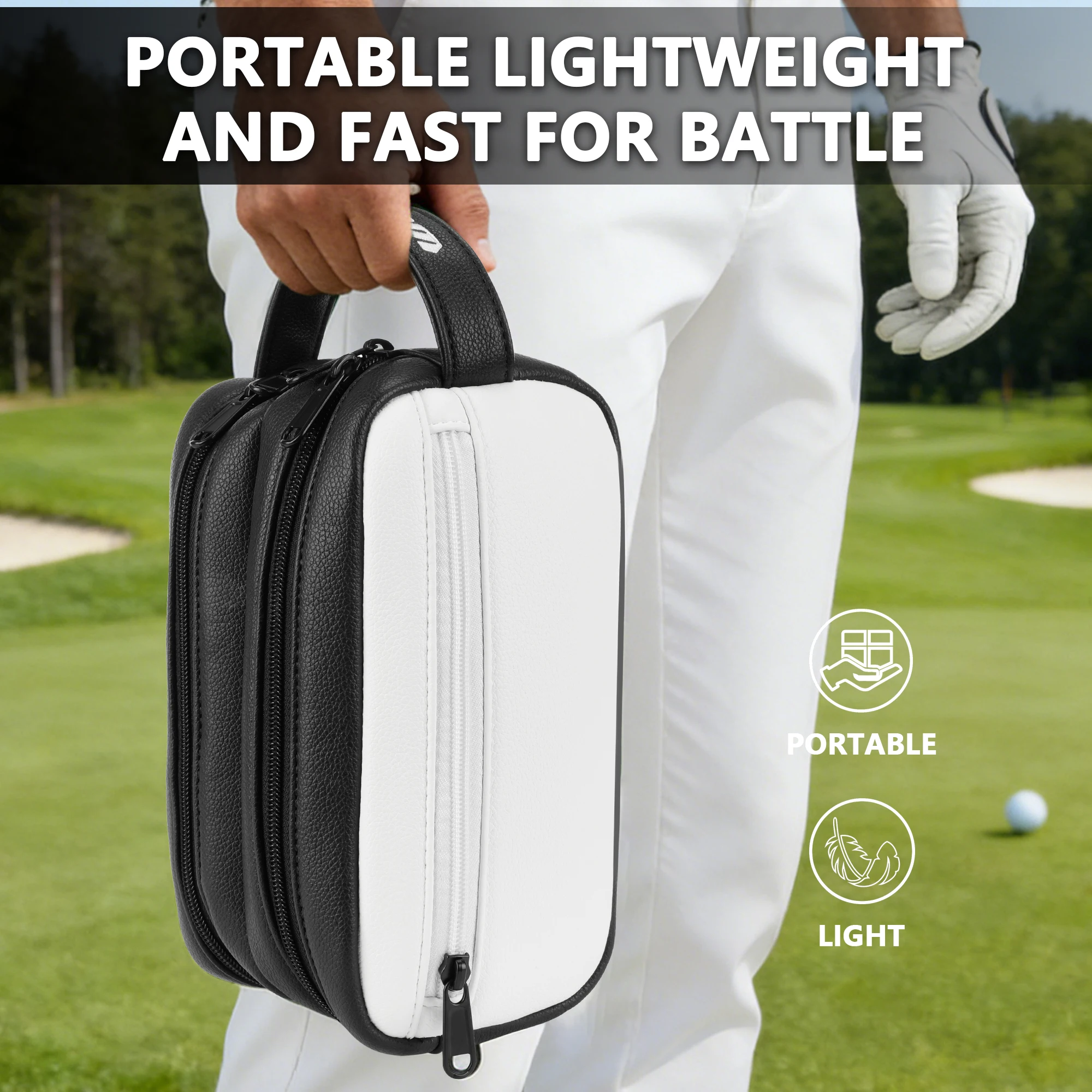 ポータブルゴルフアクセサリーバッグ PUレザーゴルフポーチ  - Golf Equipment Organizer のレビューと価格