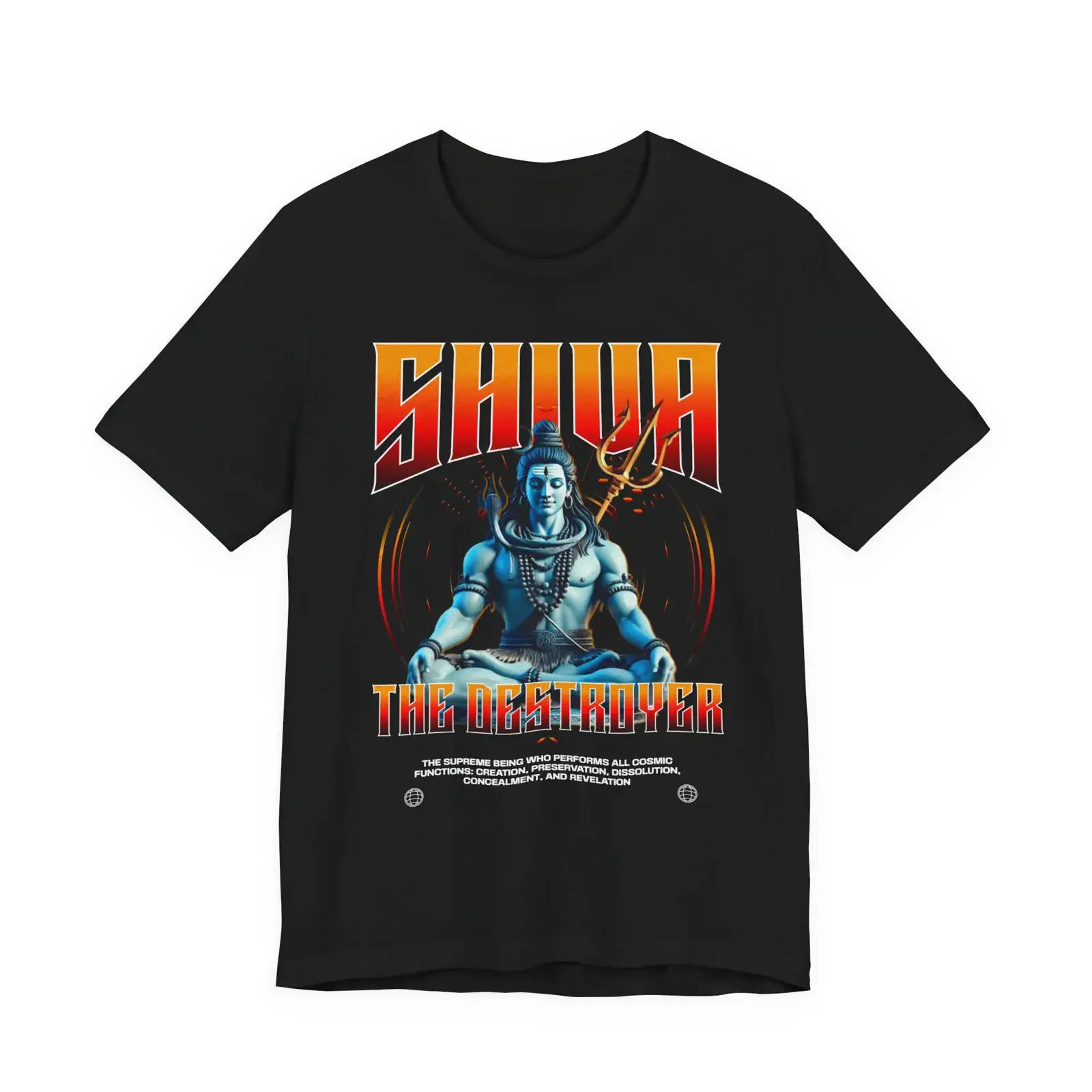 Shiva the Destroyer T Shirt Hindu Deity Trident Illustration l Indian vintage Washed Top For Everyday Wear fashion Slightly