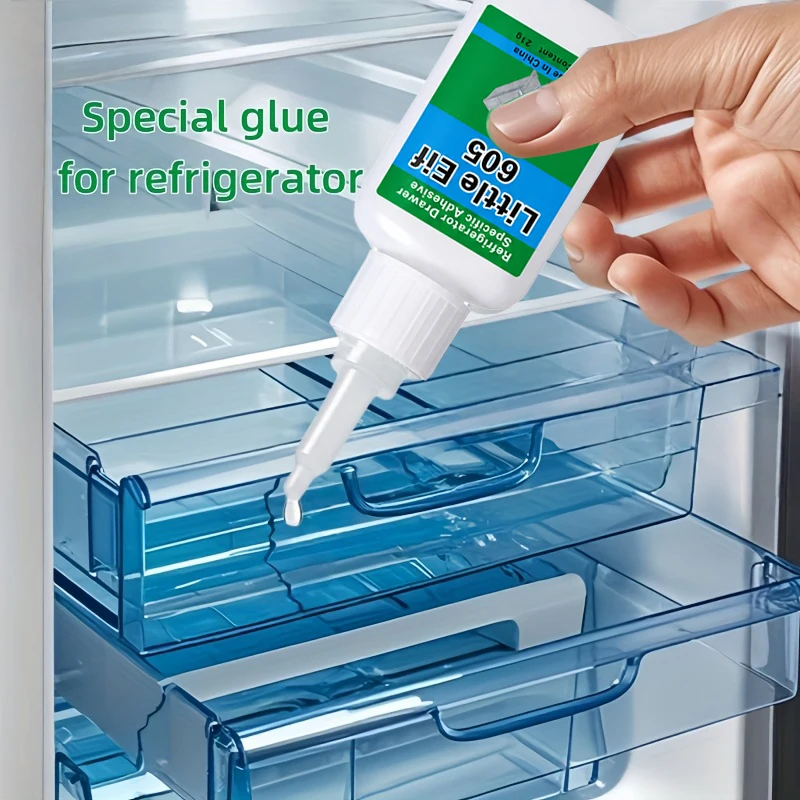 Refrigerator Drawer Repair Glue 21G, Low Temp Resistant, Quick Bonding Adhesive For Plastic Fridge Organizer & Seal Parts