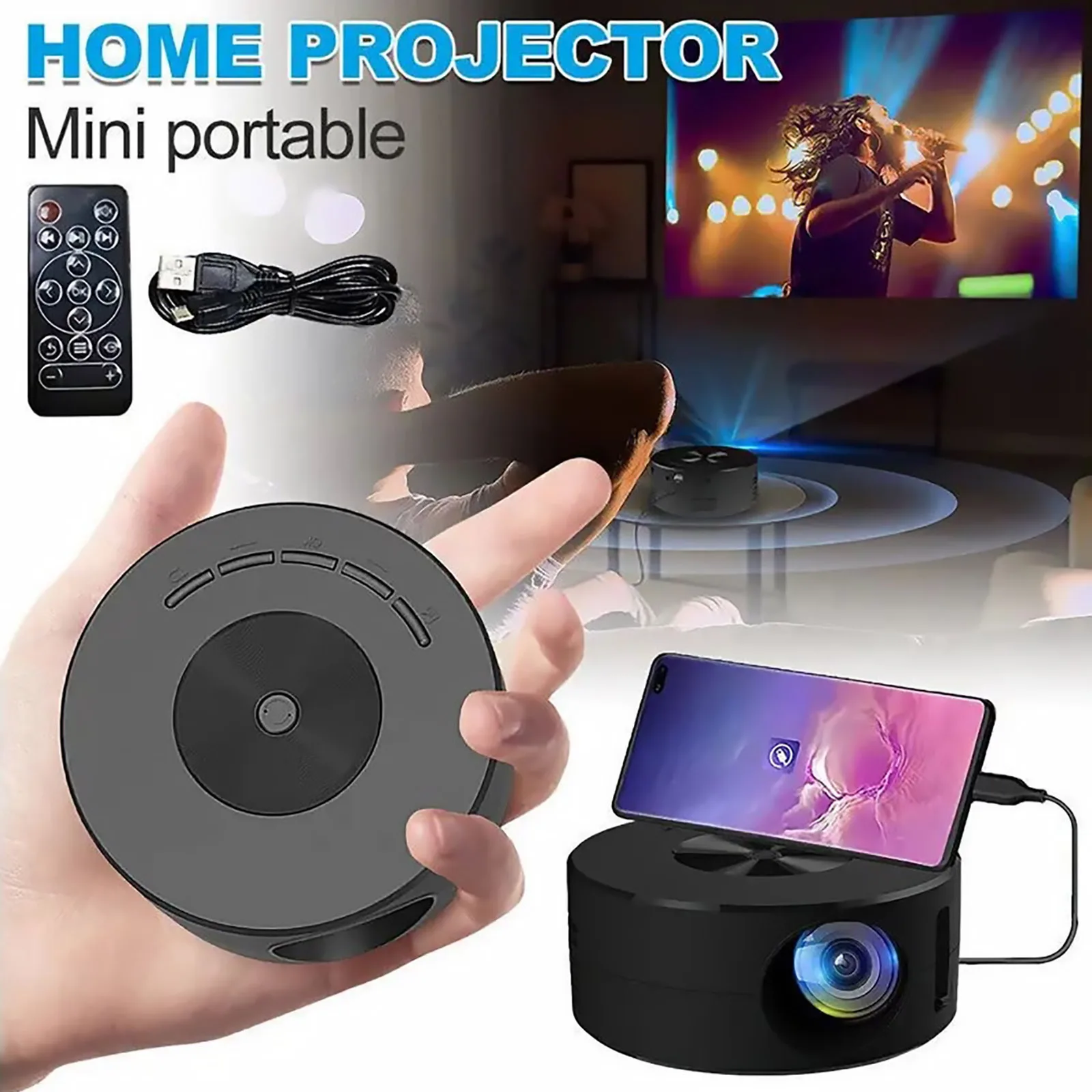 

HD 1080P Mini Portable Projector LED Home Cinema Outdoor Movie Projector For Android Smartphones With 30000 Hours Service Life