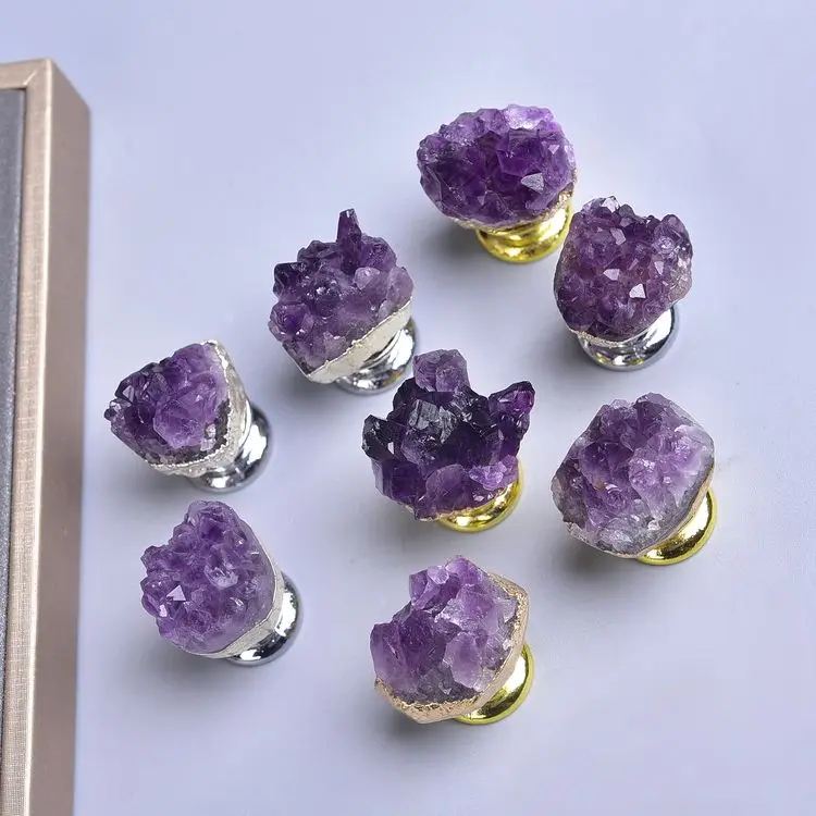 Natural Amethyst Cluster Cabinet Door Handles Cabinet Drawer Amethyst Cluster Knob Pull Handles