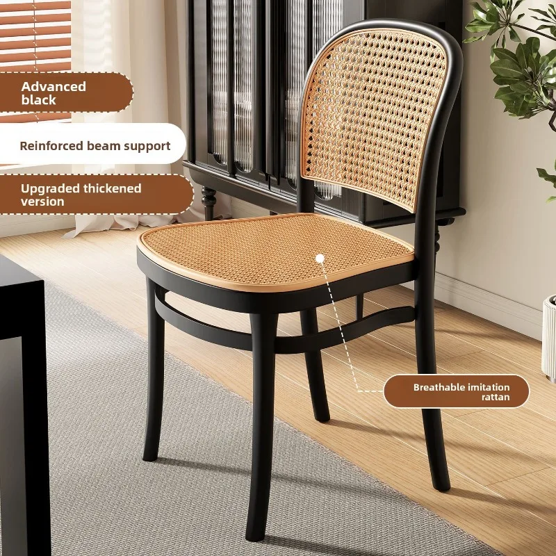 Rattan Weave Nordic Style Plastic Dining Chair Stackable Backrest Outdoor Leisure Small Space Dining Room Dining Chairs