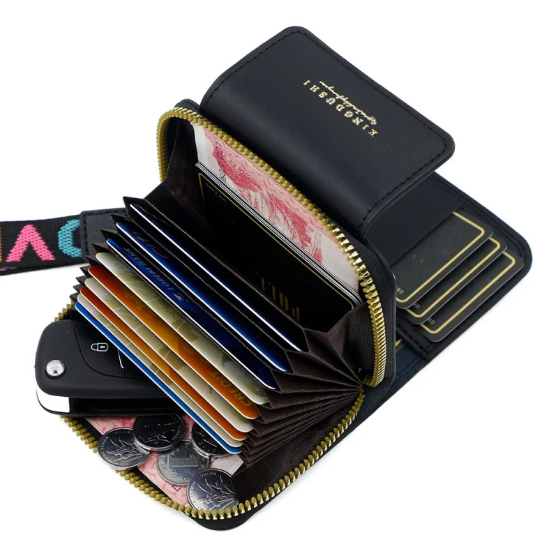 المرأة الجديدة حامل بطاقة الأكورديون اليابانية لطيف مطبوعة هريرة متعددة فتحة للبطاقات عملة المحفظة المنظم #3