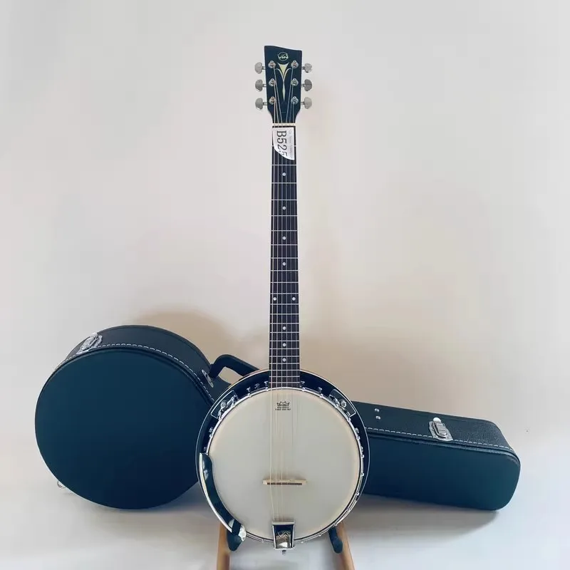 B525  Germany VGS 6 String Banjo Guitar Remo Body Top Natural Mahogay Back Side 22 Frets with Hardcase Genuine Original