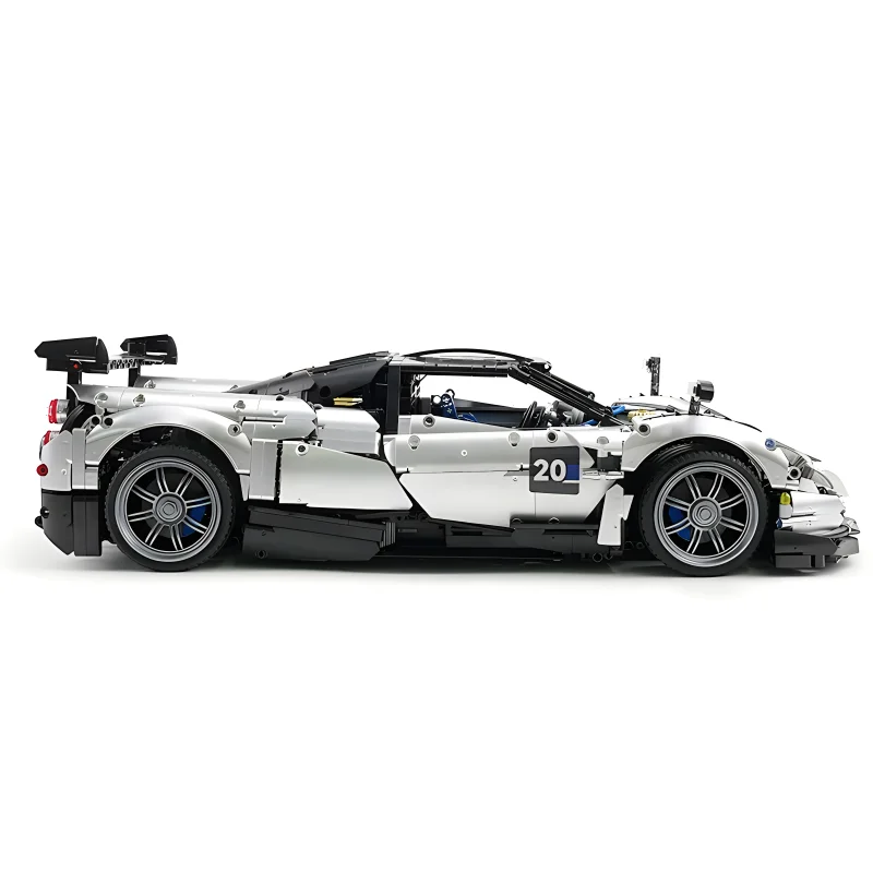 MOC-002 Placcatura in argento Super Sport Car Building Blocks Veicolo tecnico Mattoni Puzzle fai da te Assemblaggio Giocattolo Regali di Natale per i bambini