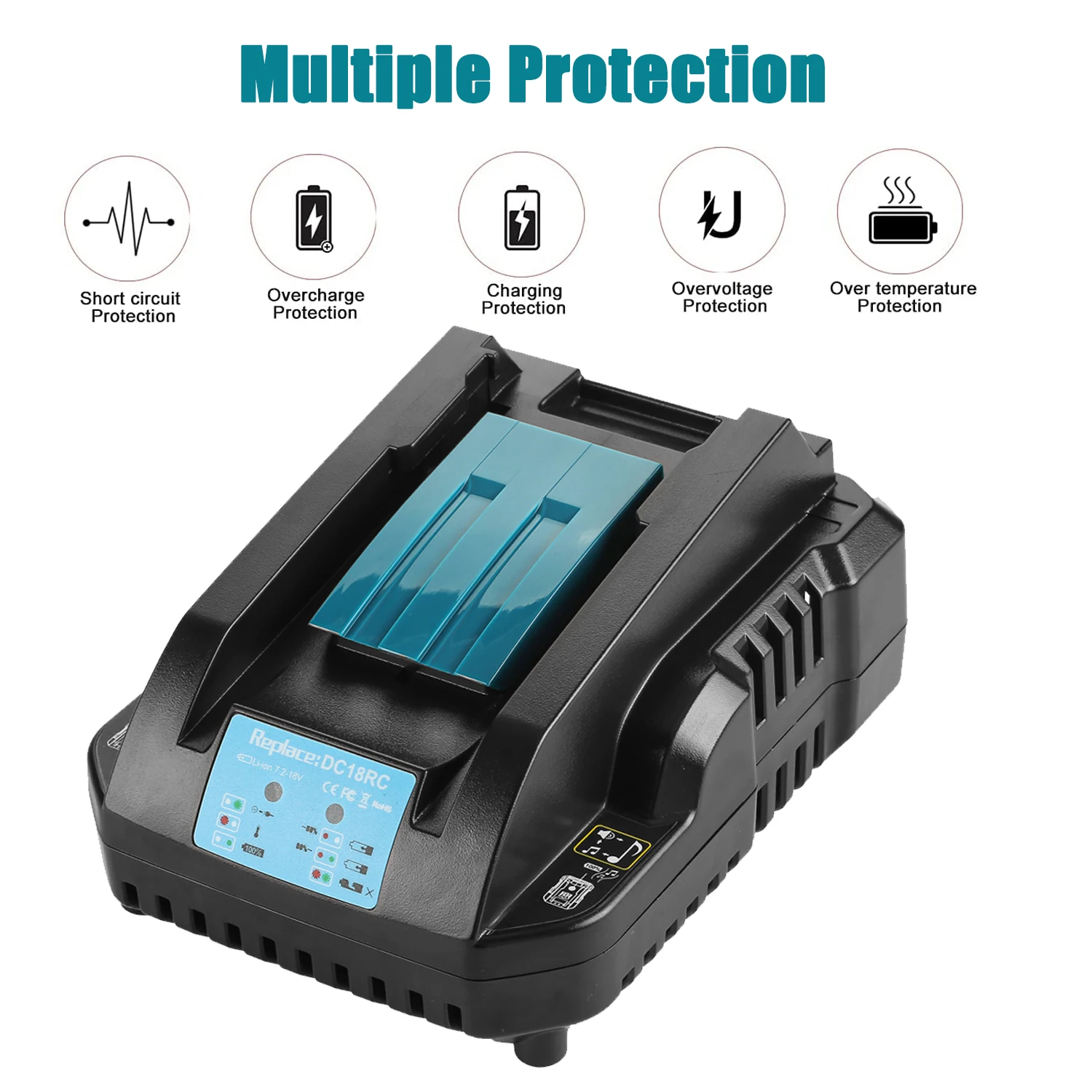 DC18RC 3A Li-ion Battery Charger for Makita 18V 14.4V BL1860B,BL1850B,BL1840,BL1830,BL1820,BL1415,BL1440 Power Tools Charger
