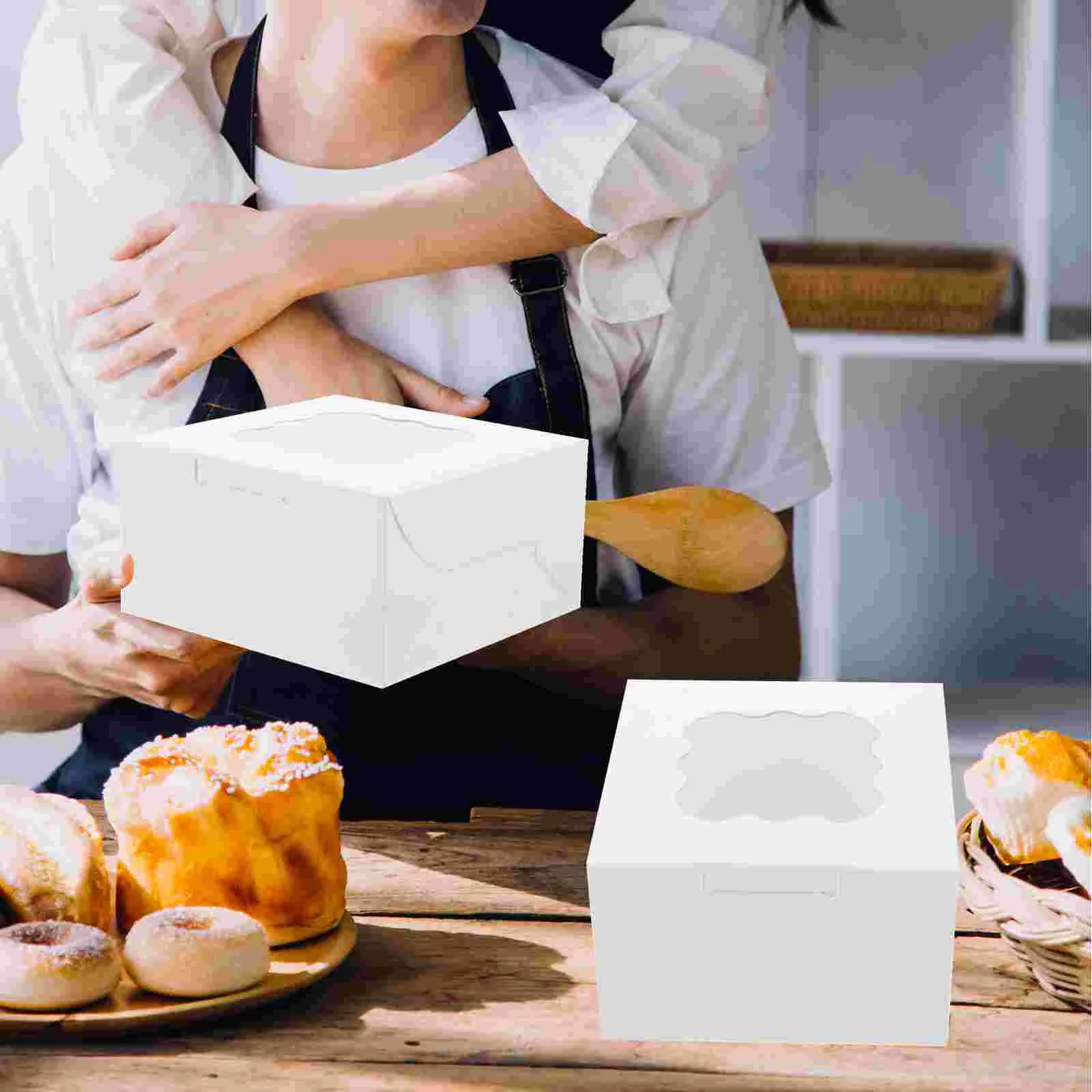 50 Pcs Cookie Boxes Bread Cake Donut Dessert Wedding for Guests Transport Container with Window White Treat