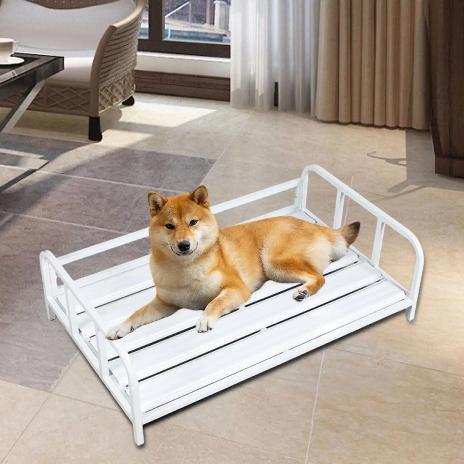 Elevated Pet Bed Accessories Gifts with Rails Carbon Steel Easy Use Comfortable Versatile Non Slip Feet Indoor Furniture