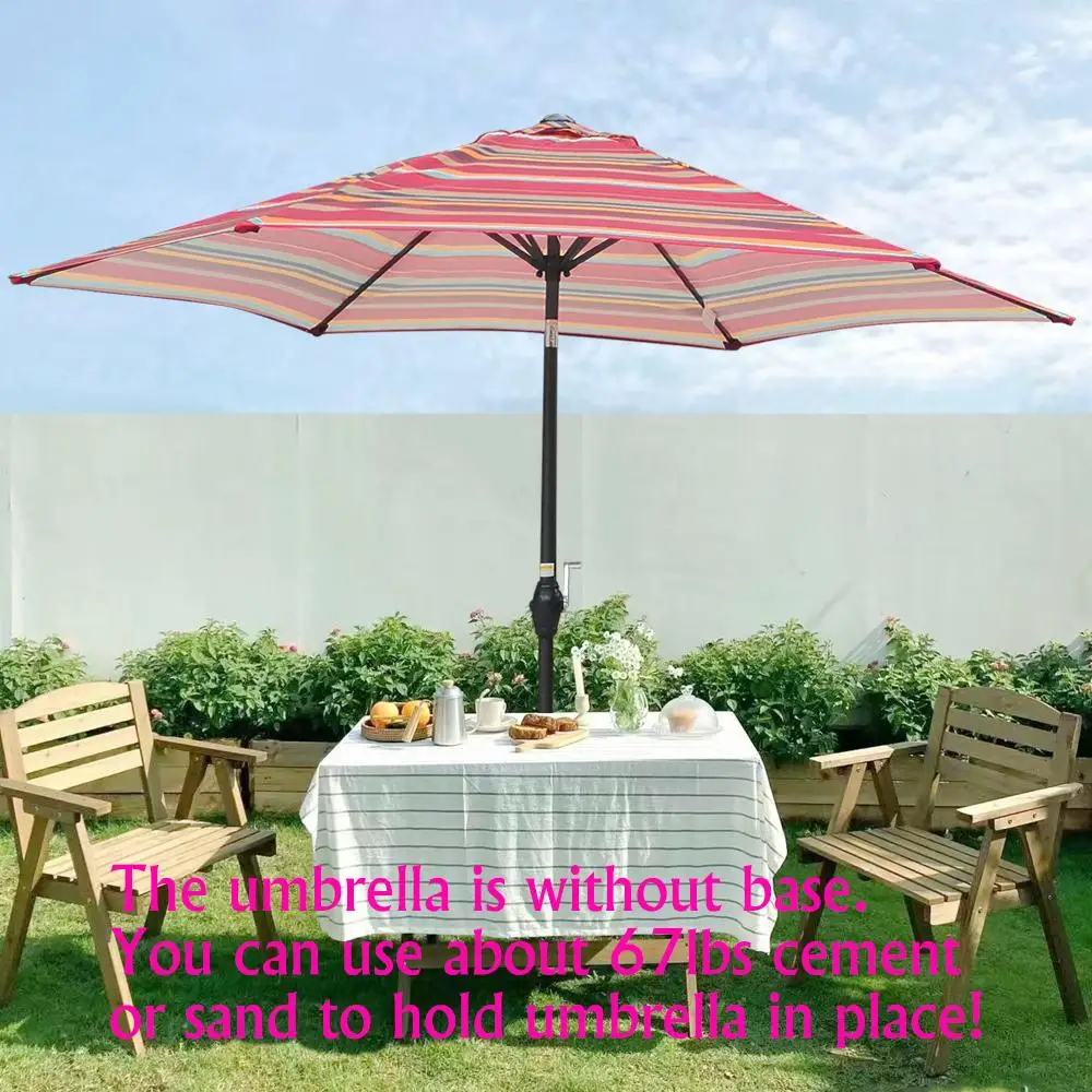 الأحمر الثقيلة 9FT مظلة خارجية إطار فولاذي وظيفة الميل 45 درجة قابل للتعديل كرنك مقبض UVF للفناء الخلفي شرفة