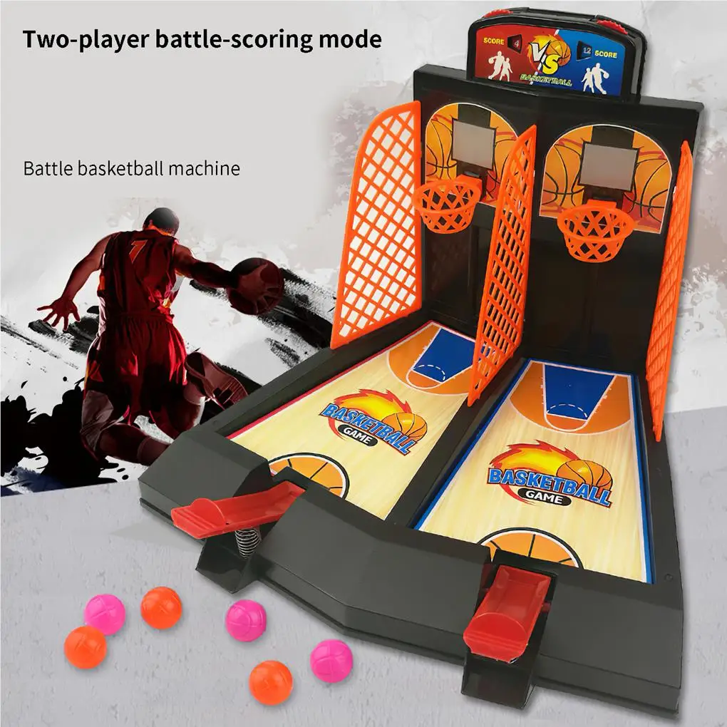 Juego de baloncesto de escritorio, juguetes, mesa de 2 jugadores, juegos de Arcade, expulsión de dedos, cancha de baloncesto, tiro emulacional inteligente